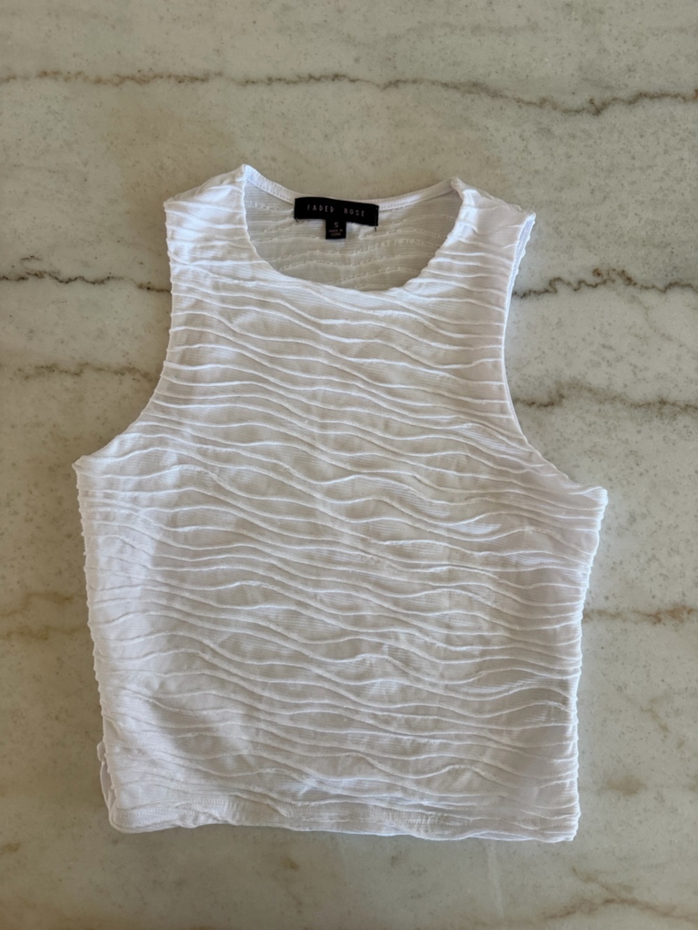 White Textured Sleeveless Top